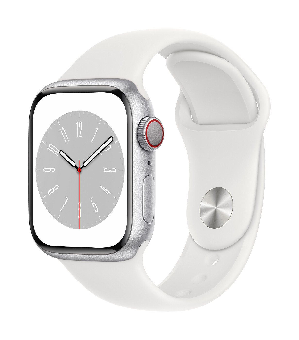 Apple Watch S8 Cell/41mm/Silver/Sport Band/White