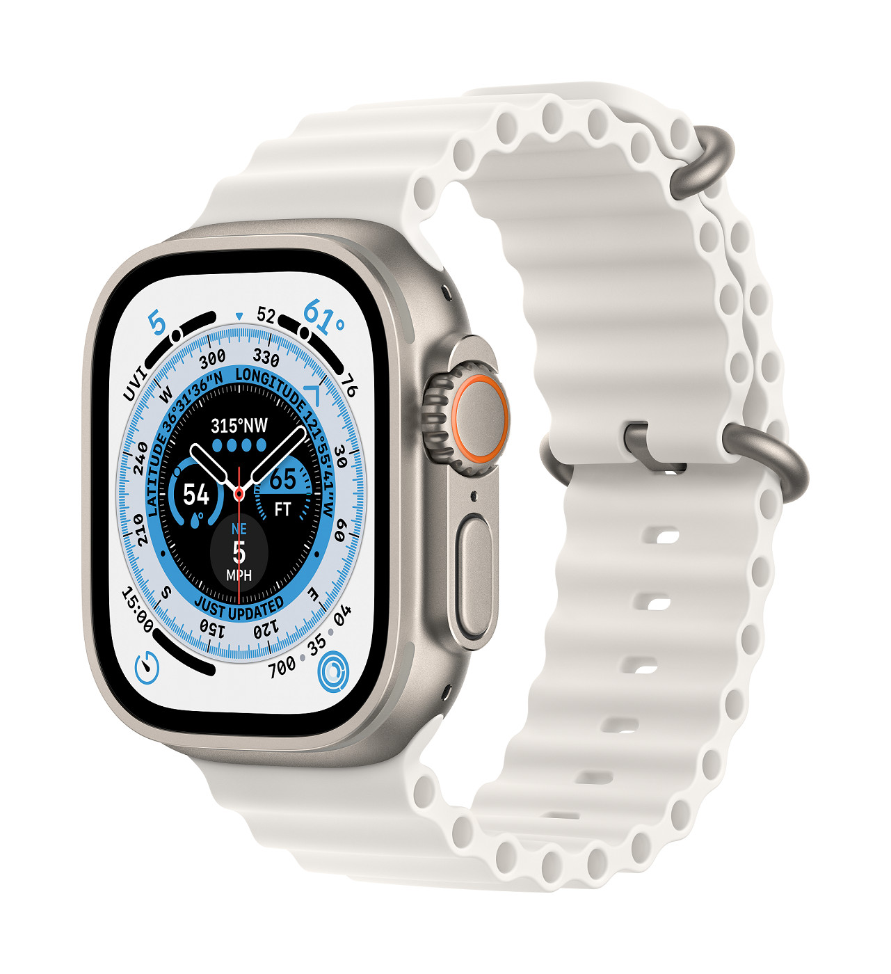 Apple Watch Ultra/49mm/Titan/Sport Band/White Ocean