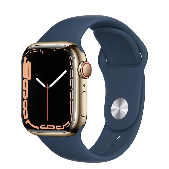 Apple Watch S7 Cell/41mm/Gold/Sport Band/Blue
