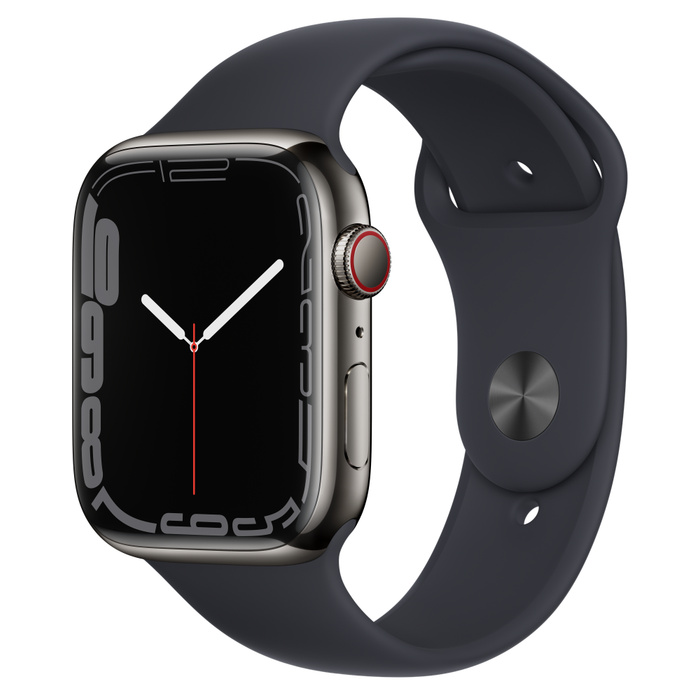 Apple Watch S7 Cell/45mm/Space Grey/Sport Band/Midnight
