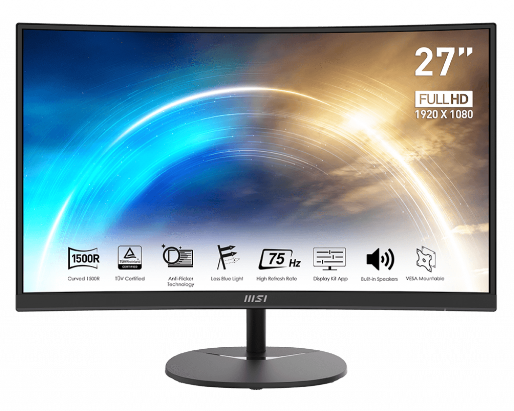 MSI monitor PRO MP271C, 27" zakřivený/1920 x 1080 (FHD)/VA/1ms/4000:1/250cd / m2/2x HDMI/D-Sub