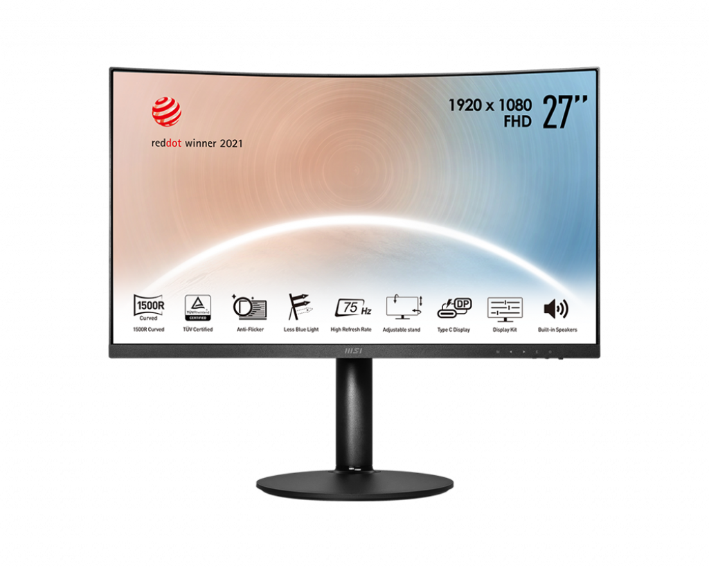 MSI monitor Modern MD271CP, 27" zakřivený/1920 x 1080 (FHD)/VA/4ms/3000:1/250cd / m2/ HDMI/USB C/černá