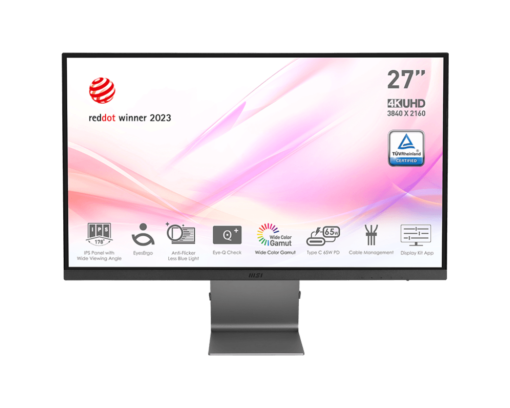 MSI monitor Modern MD271UL, 27"/3840 x 2160 (UHD)/IPS/4ms/1000:1/300cd / m2/2xHDMI/DP/USB-C