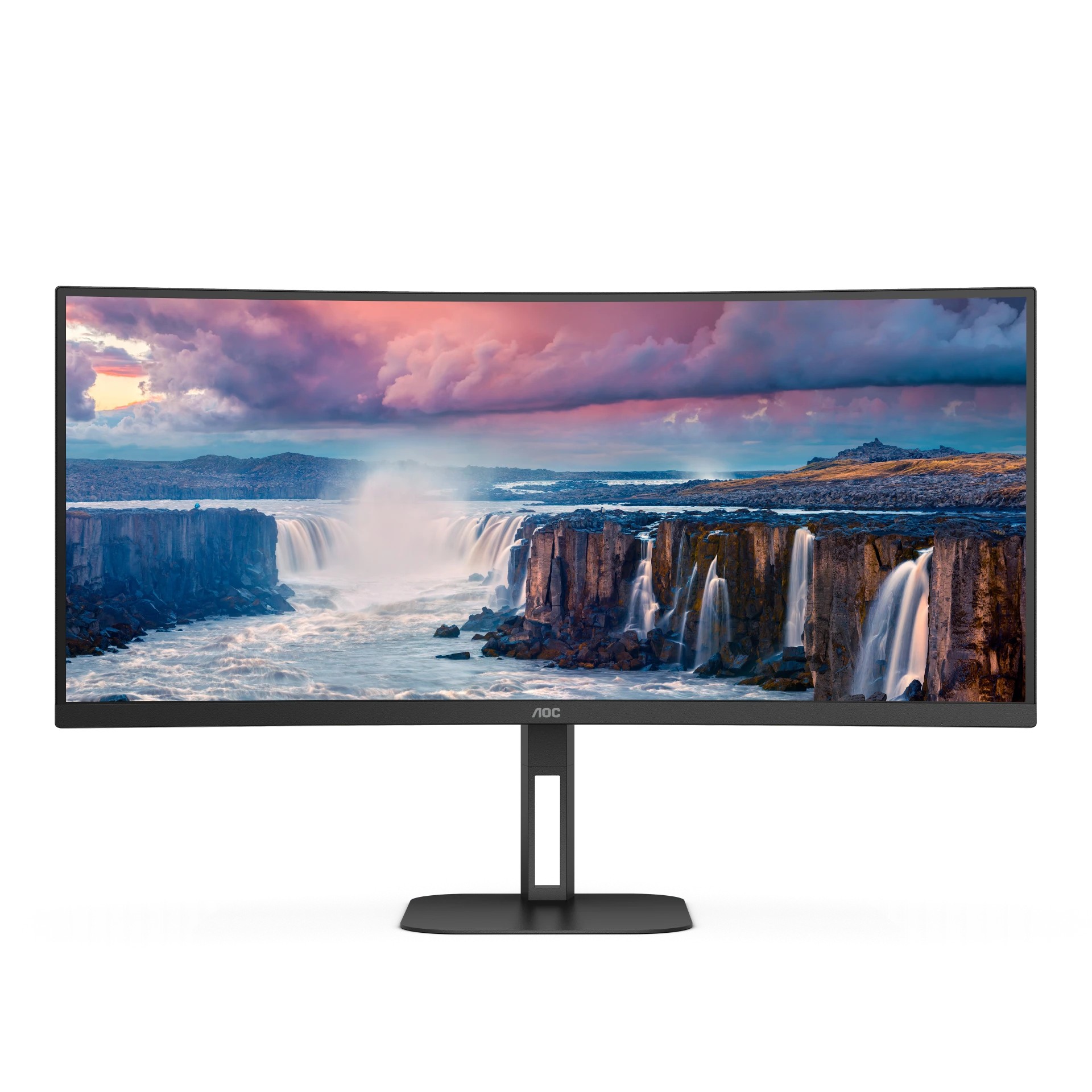 AOC LCD CU34V5C/BK 34" zakřivený VA 21:9 FreeSync/3440x1440@100Hz/4ms/300cd/20mil:1/HDMI/DP/4xUSB/USB-C/Repro/VESA