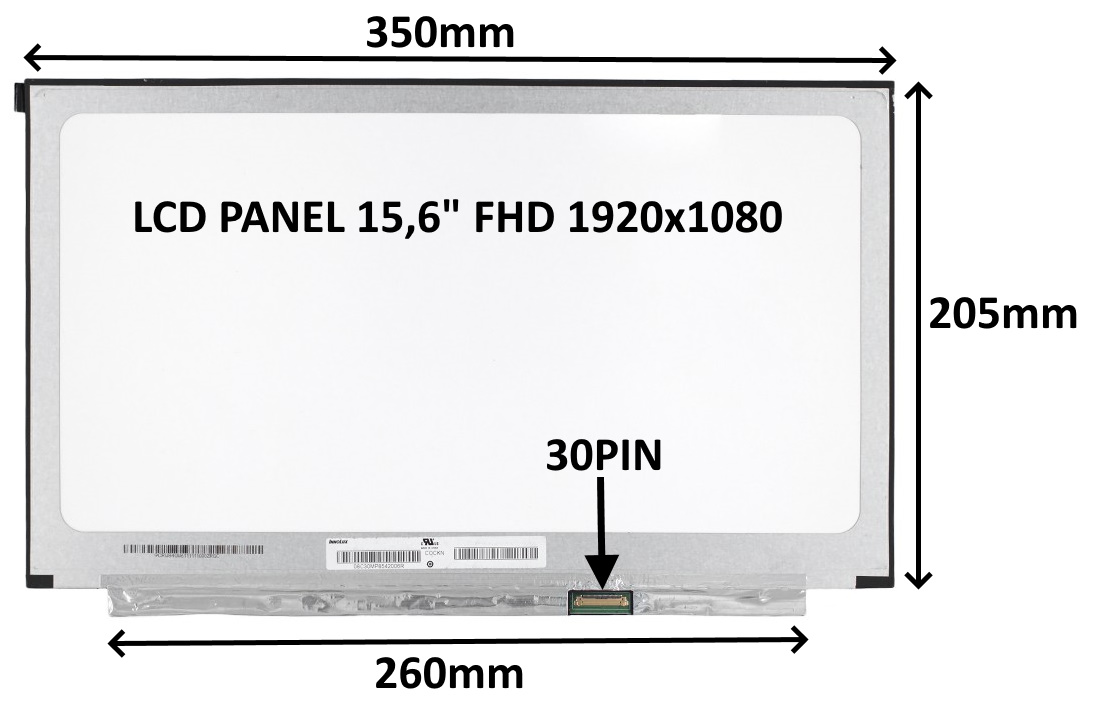 LCD PANEL 15,6" FHD 1920x1080 30PIN MATNÝ IPS / BEZ ÚCHYTŮ