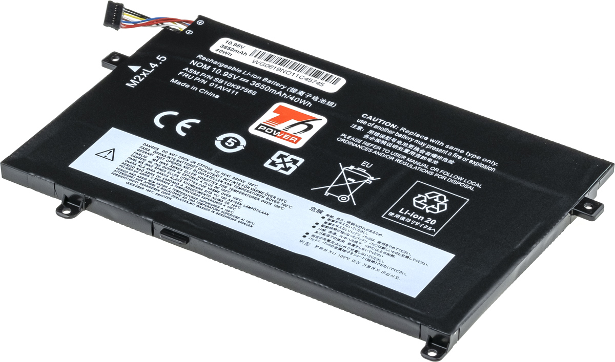 Baterie T6 Power Lenovo ThinkPad E470, E475, 3650mAh, 40Wh, 3cell, Li-Pol
