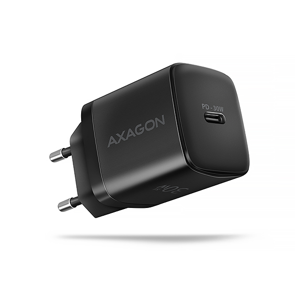 AXAGON ACU-PD30, Sil nabíječka do sítě 30W, 1x port USB-C, PD3.0/PPS/QC4+/SFC/AFC/Apple, černá