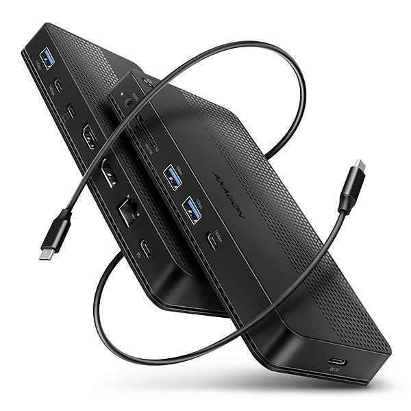 AXAGON HMC-U4, USB4 40Gbps dock, 3x USB-A, 2x USB-C, HDMI &amp; DP 8K/30Hz, RJ-45, SD/mSD, audio, PD100W