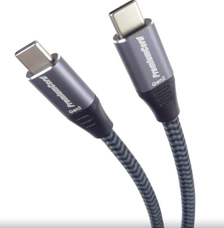PremiumCord USB-C kabel ( USB 3.2 GEN 2x2, 5A, 100W, 20Gbit/s ) bavlněný oplet, 3m