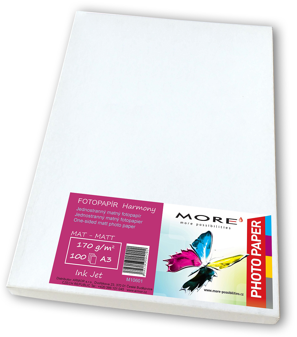 Fotopapír matný bílý kompatibilní s A3; 170g/m2; kompatibilní s ink. tisk.; 100 ks
