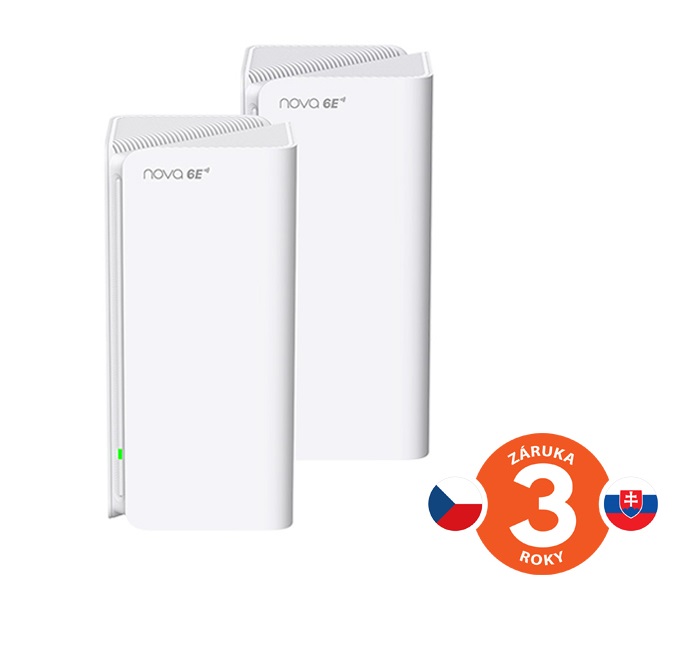 Tenda Nova MX21 Pro (2-pack) WiFi6E AXE5700 Mesh Gigabit system, 6x GLAN/GWAN, WPA3, VPN, CZ app