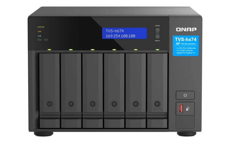 QNAP TVS-h674-i3-16G (4core 4,3GHz, ZFS, 16GB RAM, 6x SATA, 2x M.2 NVMe, 2x PCIe, 2x 2,5GbE, HDMI)