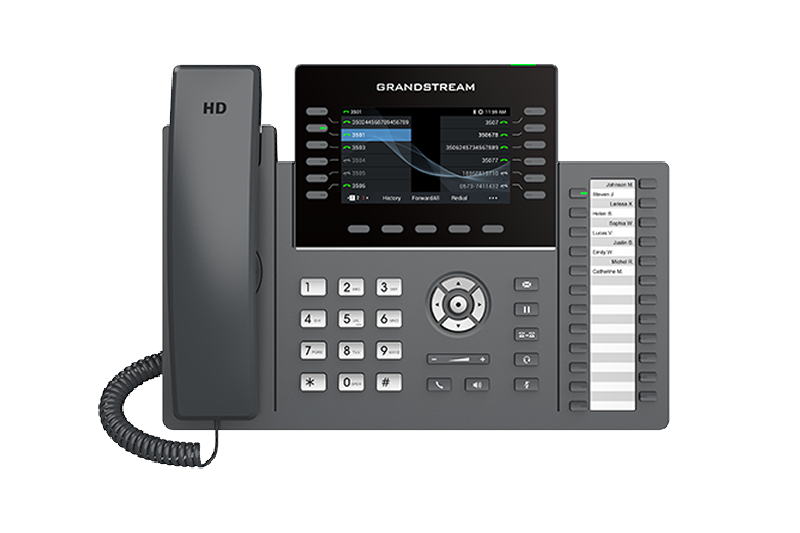 Grandstream GRP2636 SIP telefon, 4.3" TFT bar. displej, 6SIP účtů, 24 pr. tl. , 2x1Gb, WiFi, BT