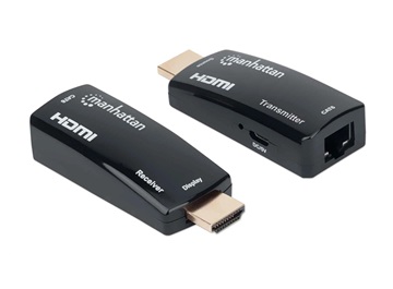 MANHATTAN HDMI Extender by Single Cat5e/6 up to 60m, Black, Retail Box