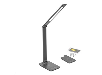 Solight LED stmívatelná lampička s bezdrátovým nabíjením, změna chromatičnosti, šedá
