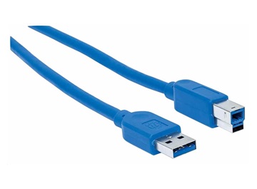 Manhattan USB kabel, USB-A Male na USB-B Male, USB 3.0, 5 Gbps, 0.5m, modrá