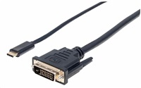 Manhattan kabel USB-C na DVI, 2m, černá
