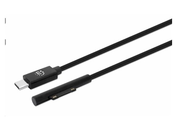 Manhattan nabíjecí kabel, Surface Connect to USB-C Charging Cable (M/M), 15 V / 3 A, 1.8m, černá