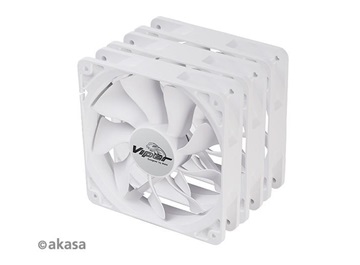 AKASA ventilátor Viper, White Fan 12cm, 120x120x25mm, HDB, 4 pin PWM, 3ks v balení, bílá