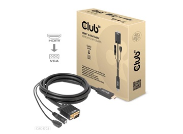 Club3D kabel HDMI na VGA, M/M, 28AWG, 2m