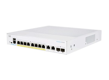 Cisco switch CBS250-8PP-E-2G, 8xGbE RJ45, 2xRJ45/SFP combo, fanless, PoE+, 45W - REFRESH