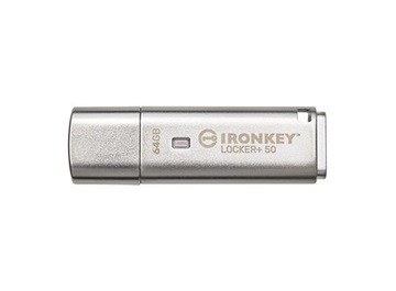 Kingston IronKey Locker+ 50/64GB/145MBps/USB 3.1/USB-A/Stříbrná