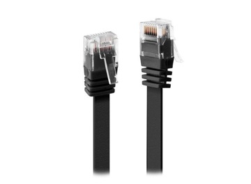 XtendLan patch kabel Cat6, UTP - 1m, černý, plochý (prodej po 10 ks)