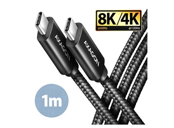 AXAGON BUCM432-CM10AB NewGEN+ kabel USB-C  USB-C, 1m, USB4 Gen 3×2, PD 100W 5A, 8K HD, ALU, oplet