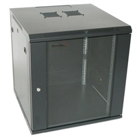 XtendLan 19" nástěnný rozvaděč 15U 600x600, nosnost 60 kg, skleněné kouřové dveře, svařovaný, černý