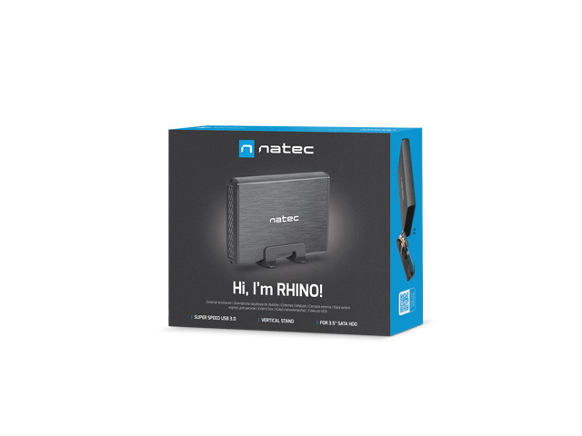 Externí box pro HDD 3,5" USB 3.0 Natec Rhino, černý,  včetně napájecího adaptéru