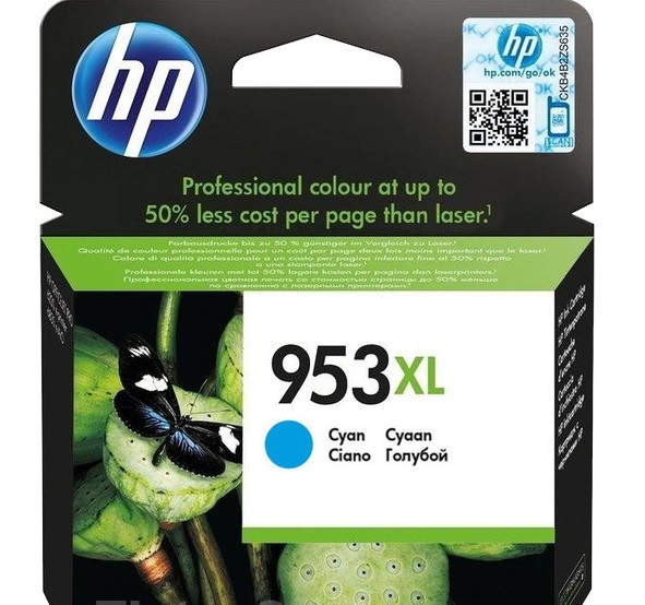 HP 953XL azurová inkoustová kazeta, F6U16AE