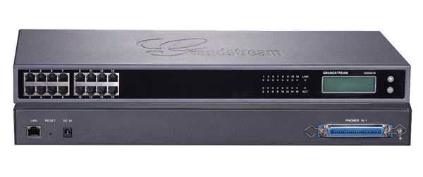 Grandstream GXW4216, VoIP, SIP, 16x FXS, 1x Gbit LAN, grafický displej, RJ21, rack