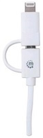 MANHATTAN i-Lynk Charge/Sync Cable, USB A to micro-USB and 8-pin, 1m (3.3 ft.) bílý/white