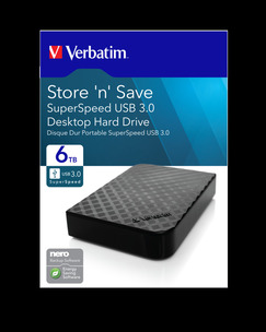 VERBATIM HDD 3.5"  6TB Store 'n' Save, USB 3.0, GEN II