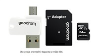 GOODRAM microSDXC karta 128GB M1A4 All-in-one (R:100/W:10 MB/s), UHS-I Class 10, U1 + Adapter + OTG card reader/čtečka