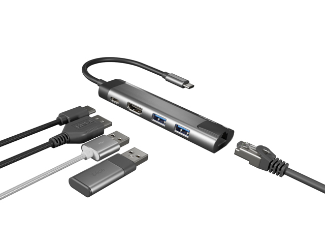 Multifunkční adaptér 5 v 1 Natec FOWLER GO HUB 2X USB 3.0 HUB, HDMI 4K, USB-C PD, RJ45