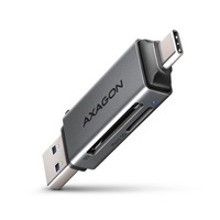 AXAGON CRE-DAC, USB-C + USB-A, 5 Gbps - MINI čtečka karet, 2-slot &amp; lun SD/microSD, podpora UHS-I