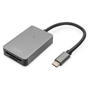 DIGITUS Čtečka karet USB-C, 2 porty UHS-II SD4.0, TF4.0, 300 Mb/s