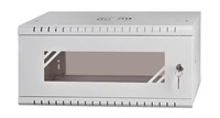 LEXI-Net 19" nástěnný rozvaděč Basic 4U, šířka 520mm, hloubka 450mm, skleněné dveře, bez zad, rozložený, šedý