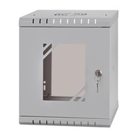 LEXI-Net 10" nástěnný rozvaděč Basic 6U, šířka 292mm, hloubka 280mm, skleněné dveře, bez zad, rozložený, šedý