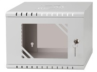 LEXI-Net 10" nástěnný rozvaděč Basic 4U, šířka 320mm, hloubka 280mm, skleněné dveře, bez zad, rozložený, šedý
