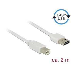 Delock Kabel EASY-USB 2.0 Typ-A samec &gt; USB 2.0 Typ-B samec 2 m bílý