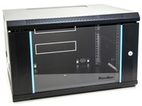 XtendLan 19" nástěnný rozvaděč 6U 600x450, nosnost 60 kg, skleněné dveře, svařovaný, černý