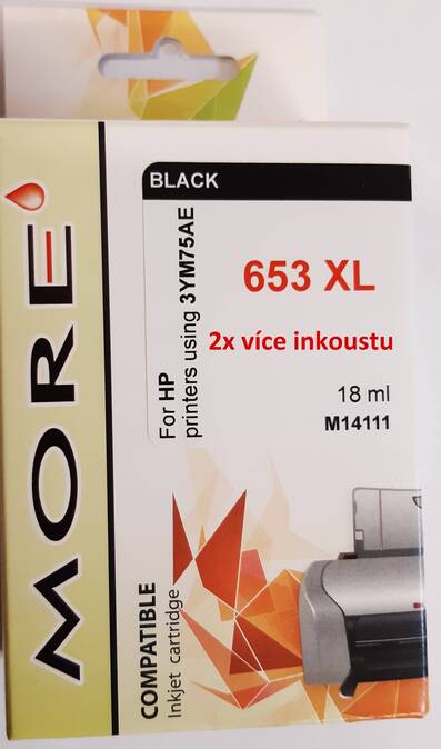 MORE ARMOR ink kompatibilní s HP 3YM75AE (653 XXL)
kapacita 720str.černá