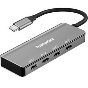 PREMIUMCORD Hub USB-C na 4x USB 3.2 Typ-C, 5G SuperSpeed, Aluminum