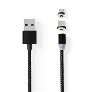 Nedis CCGB60630BK20 - USB 2.0 kabel | USB Micro-B Zástrčka / USB-C™ Zástrčka | 10 W | 2.00 m | Kulatý | Černá