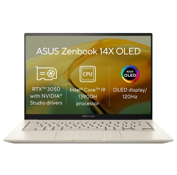 ASUS Zenbook 14X OLED/UX3404VC/i9-13900H/14,5"/2880x1800/T/32GB/1TB SSD/RTX 3050/W11H/Sand Beige/2R