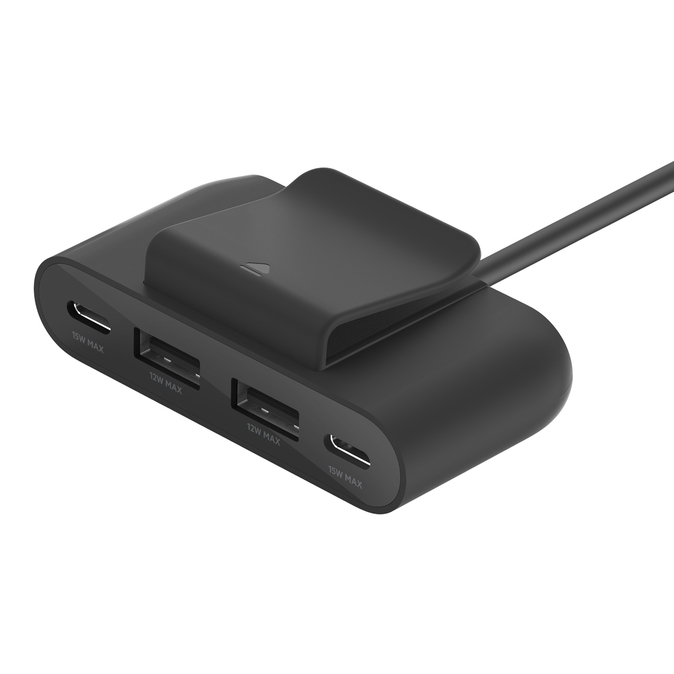 Belkin 4-portový USB Power Extender (2xUSB-C, 2xUSB-A) až 30W + 2m USB-C kabel, černá