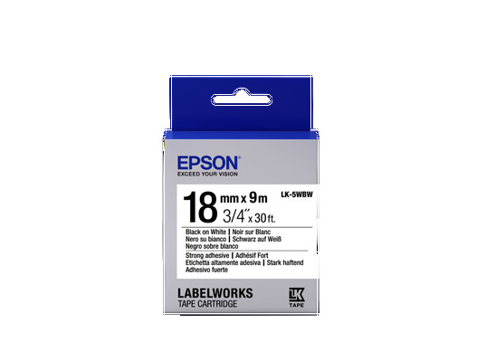 Epson Label Cartridge LK-5WBW, Black/White 18mm