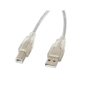 LANBERG USB-A (M) na USB-B (M) 2.0 kabel 1,8m, transparentní